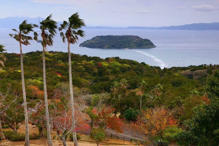魚見岳から、紅葉越しに知林ヶ島-2