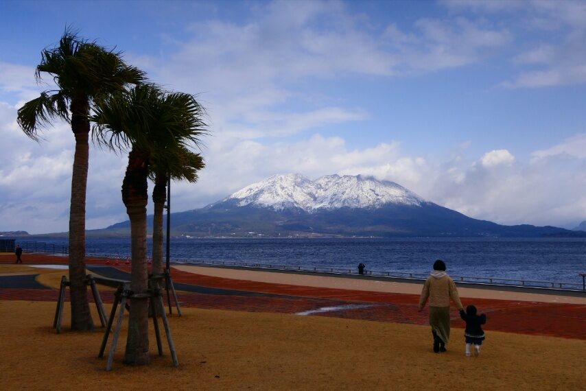 桜島冠雪