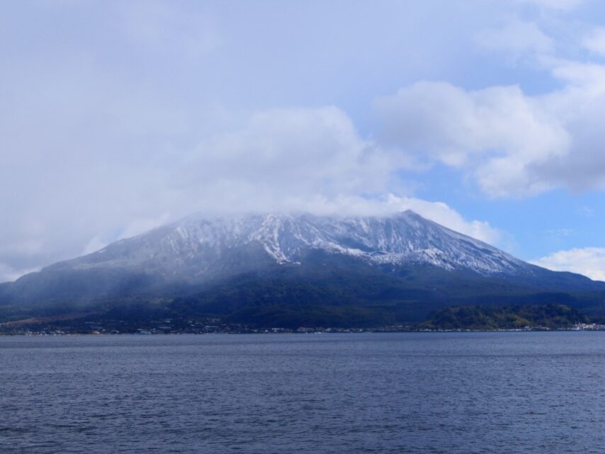 桜島冠雪